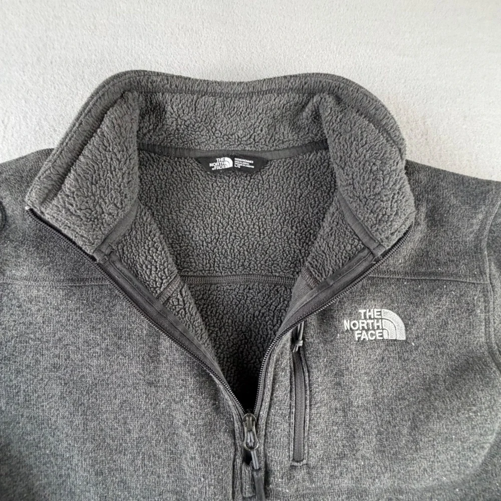 The North Face Gordon Lyons Quarter Zip Fleece Pullover Sweater Gray Mens Large